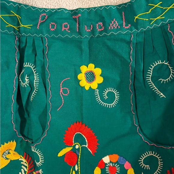 VINTAGE APRON CREWELWORK ROOSTER PORTUGAL - Picture 3 of 7